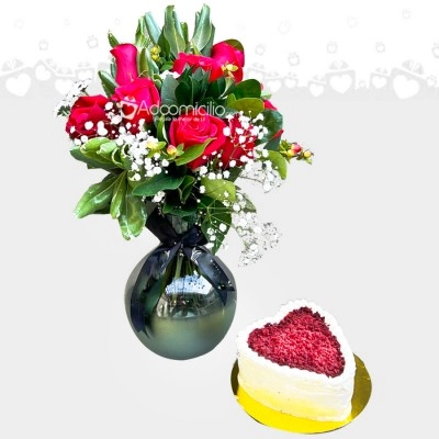 Rosas Y Torta De Corazón Para San Valentín A Domicilio En Bucaramanga Pedido Con Un Día De Anticipación 