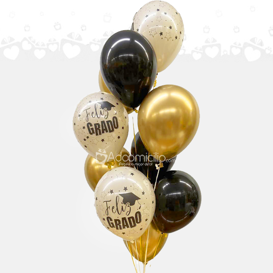 Bouquet x10 globos estampados y lisos con helio a domicilio en cali 