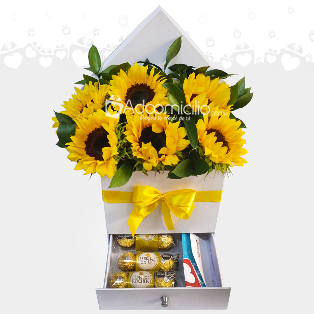 Cofre Girasoles Regalos Dia de la Mujer a Domicilio en Medellin