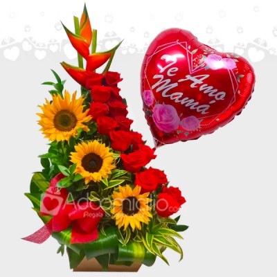 Ramo De Rosas Y Girasoles Te Amo Mamá A Domicilio En Medellín 