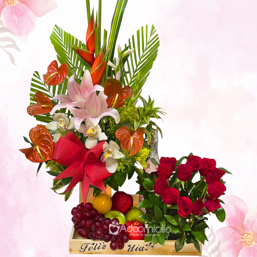 Arreglo Frutal Con Orquídeas Y Lirios Para El Día De La Madre A Domicilio En Medellín