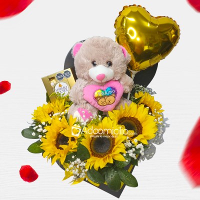 Girasoles Y Peluche Para Amor Y Amistad A Domicilio En Medellín Pedido Con Un Día De Anticipación 
