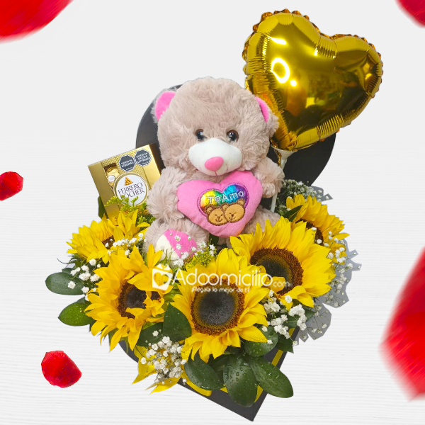Girasoles Y Peluche Para Amor Y Amistad A Domicilio En Medellín Pedido Con Un Día De Anticipación 