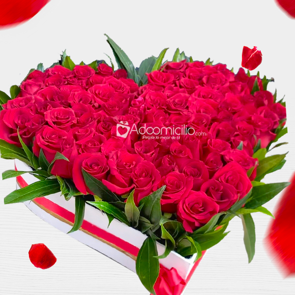 Corazón De 100 Rosas Para Amor Y Amistad A Domicilio En Cali 