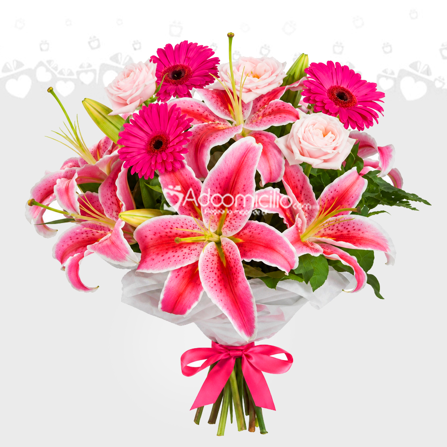 Bouquet De Lirios Rosados Y Flores Rosadas A Domicilio En Cali