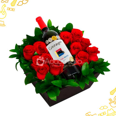 Caja De Rosas Con Vino A Domicilio En Popayan Pedido 1 Día Anticipado