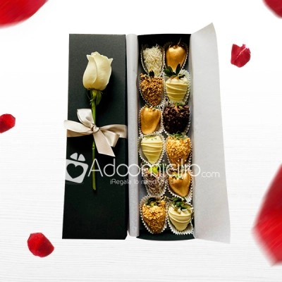 Caja de Fresas con Chocolate X12 a Domicilio en Cali Pedido Con Un Dia De Anticipación 