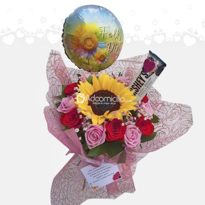 Bouquet Con Girasol Y Chocolate A Domicilio En Bogotá Pedido Con Un Día De Anticipación 