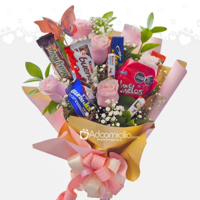 Bouquet De Chocolates Y Rosas A Domicilio En Bogotá Pedido Con Un Día De Anticipación 