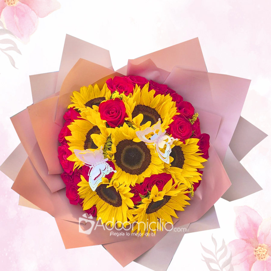 Girasoles Y Rosas Para Mamá A Domicilio En Bogotá Pedido Con Un Día De Anticipación 