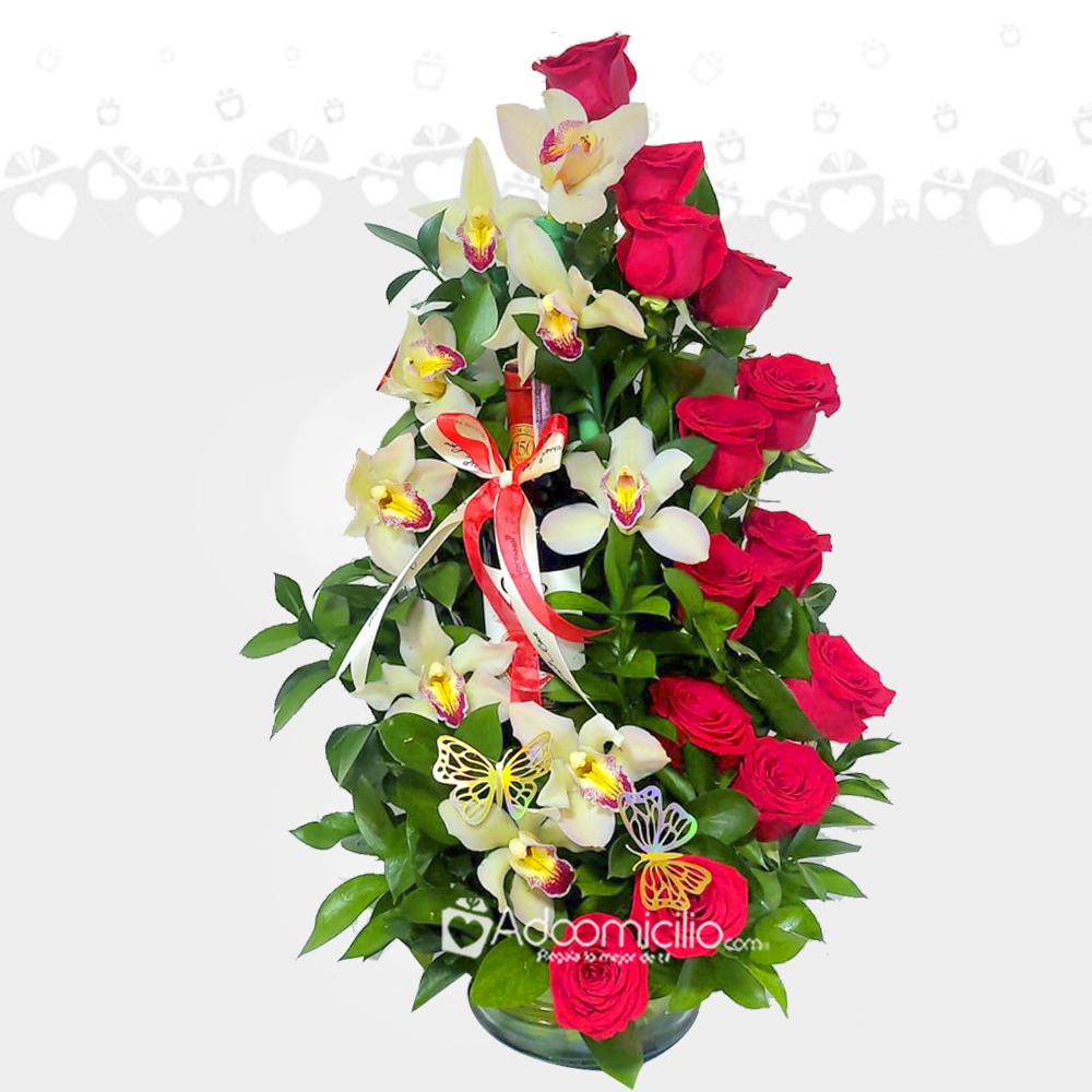 Flores a domicilio en Bogotá Rosas y orquidea cymbidium