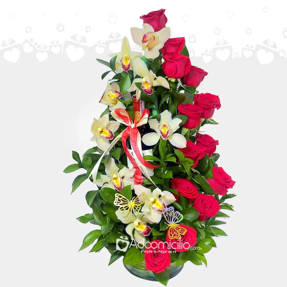 Flores a domicilio en Bogotá Rosas y orquidea cymbidium