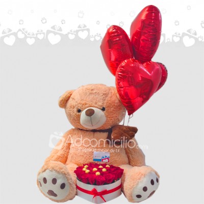 Oso De Peluche Con Rosas Y Globos A Domicilio En Cali Pedido Con Un Día De Anticipación