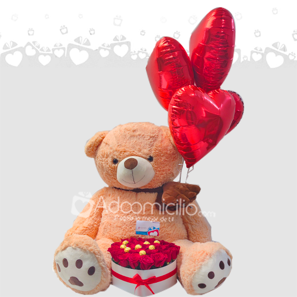 Oso De Peluche Con Rosas Y Globos A Domicilio En Cali Pedido Con Un Día De Anticipación