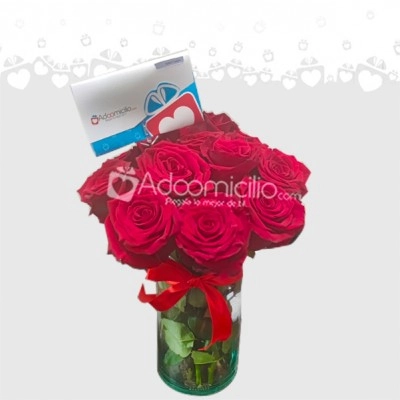 Florero Con 13 Rosas A Domicilio En Cali 