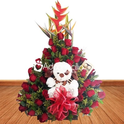 Rosas Y Peluche Con Amor A Domicilio En Cali 
