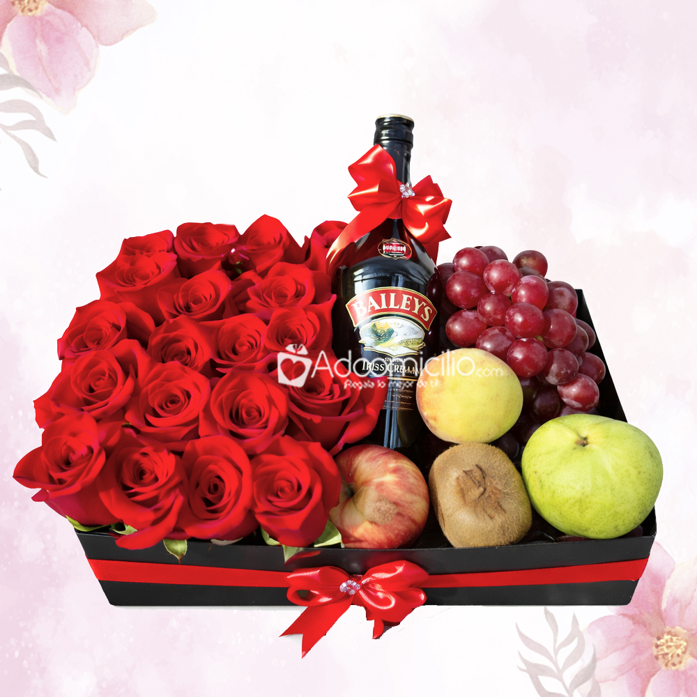 Arreglo Frutal Con Rosas Y Baileys Para El Día De La Madre A Domicilio En Pereira Pedido Con Un Día De Anticipación 