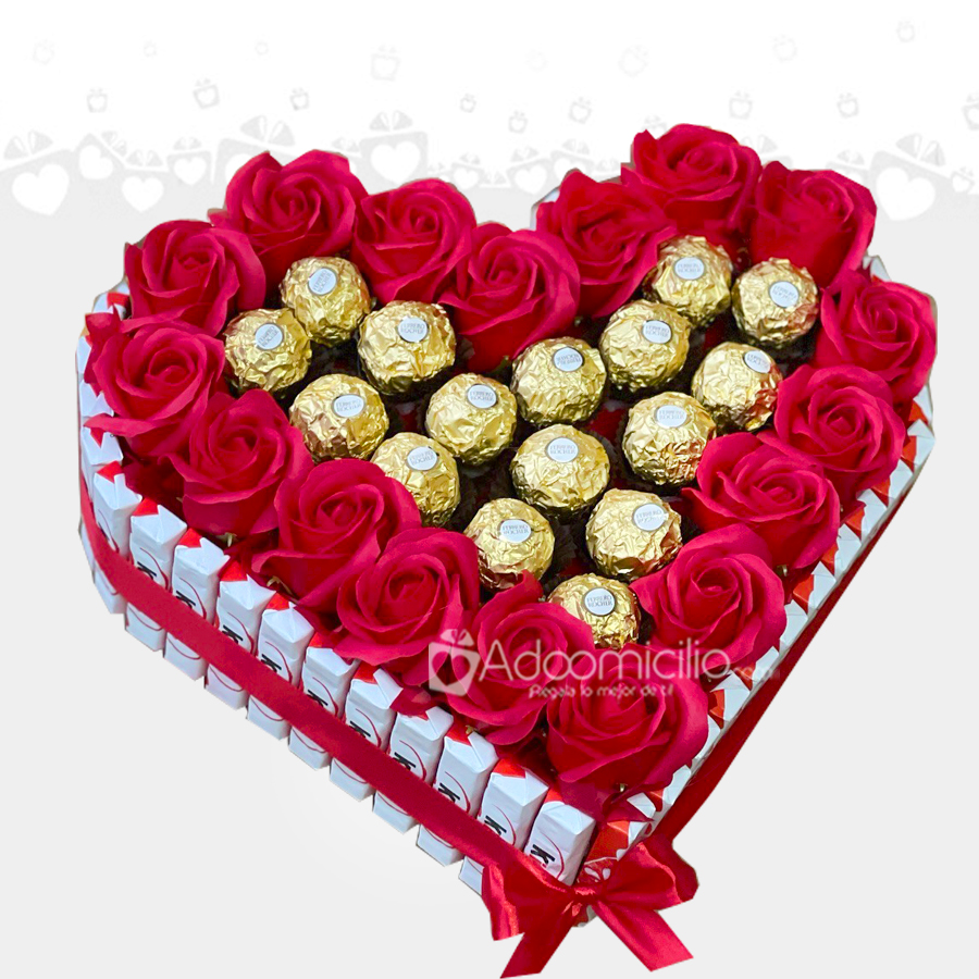 Corazón De Chocolates Y Rosas Para San Valentín A Domicilio En Bogotá Pedido Con Un Día De Anticipación 