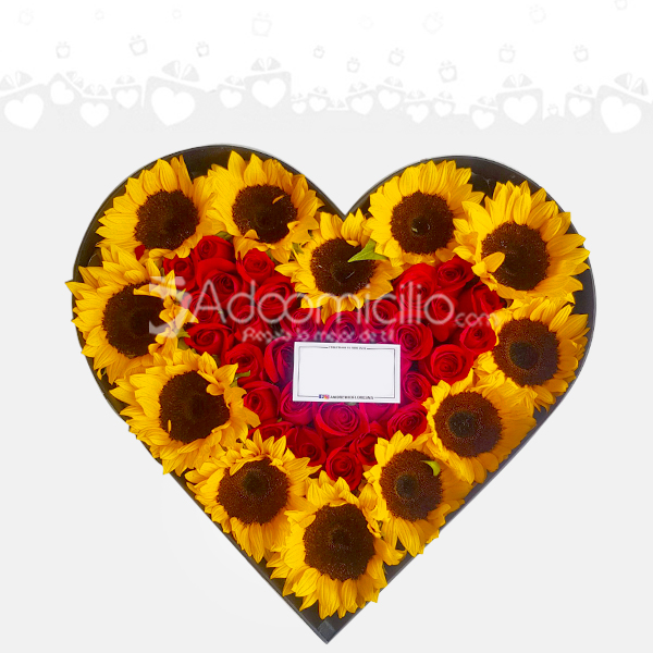 Corazón De Girasoles Y Rosas A Domicilio En Armenia Pedido Con Un Día De Anticipación