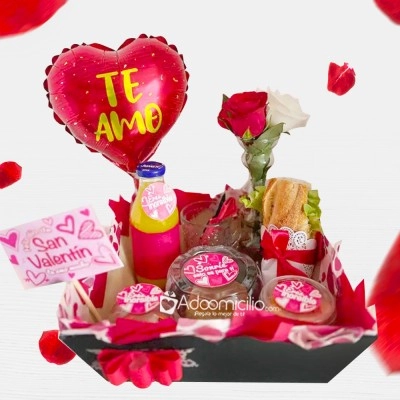 Desayuno Sorpresa Con Rosa Para San Valentín A Domicilio En CDMX Pedido Con Un Día De Anticipación 