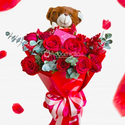 Rosas Y Peluche Para San Valentín A Domicilio En CDMX Pedido Con 2 Días De Anticipación 