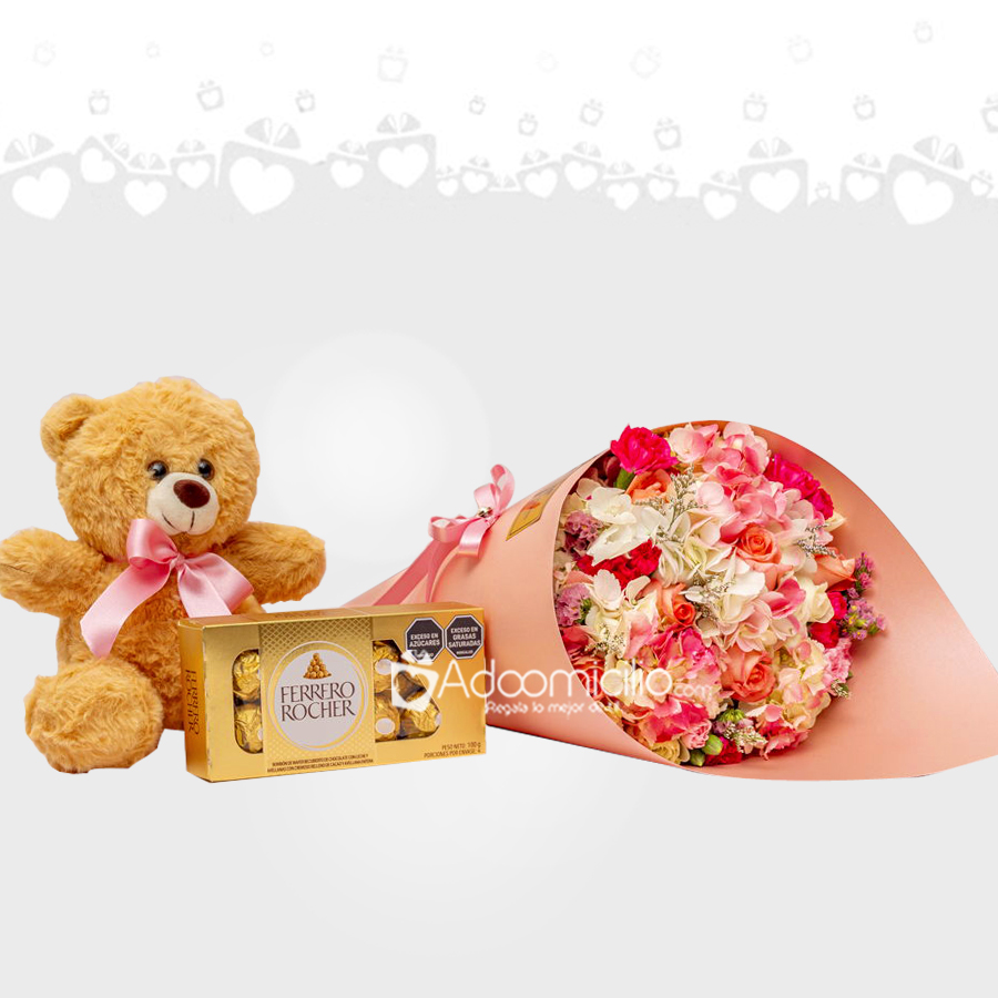 Flores Con Peluche Y Chocolates Para El Día De La Mujer A Domicilio En Medellín 
