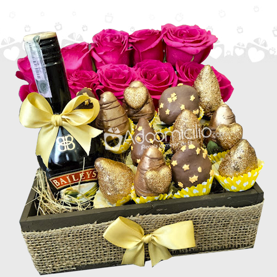 Regalo De Fresas Con Chocolate Y Rosas A Domicilio En Bogotá Pedido Con 1 Día De Anticipación