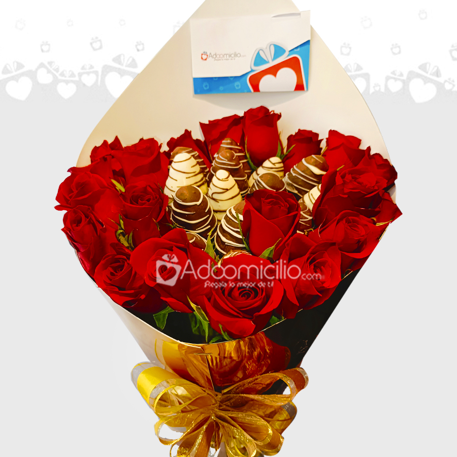 Fresas Con Chocolate Y Rosas Para San Valentín A Domicilio En Bogotá Pedido Con Un Día De Anticipación 