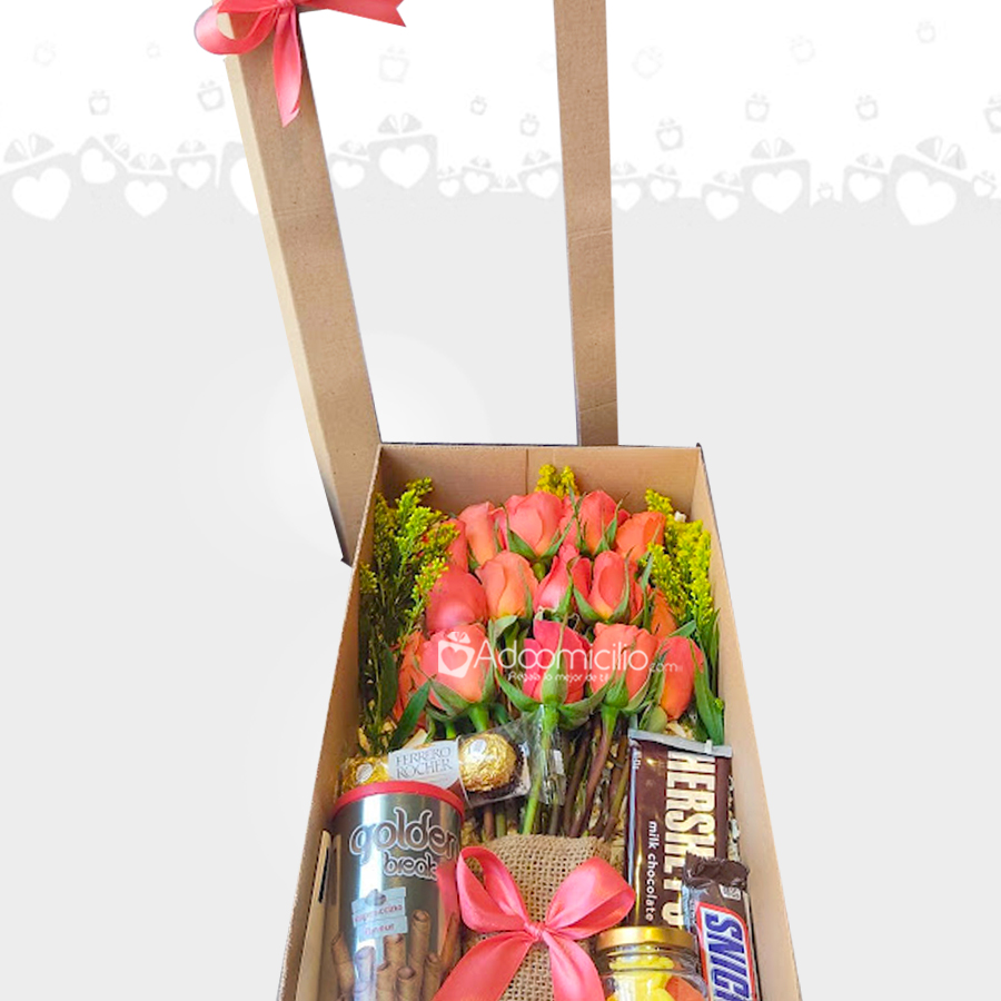 Lindo Detalle Caja Con Rosas Y Dulces A Domicilio En Bogotá  Pedido Con 1 Día De Anticipado