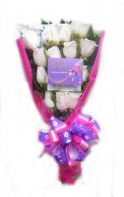 Bouquet x12 Rosas Blancas A Domicilio En Cali 