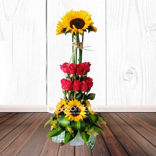 Arreglo Floral Girasoles Y Rosas Floristeria en Cali